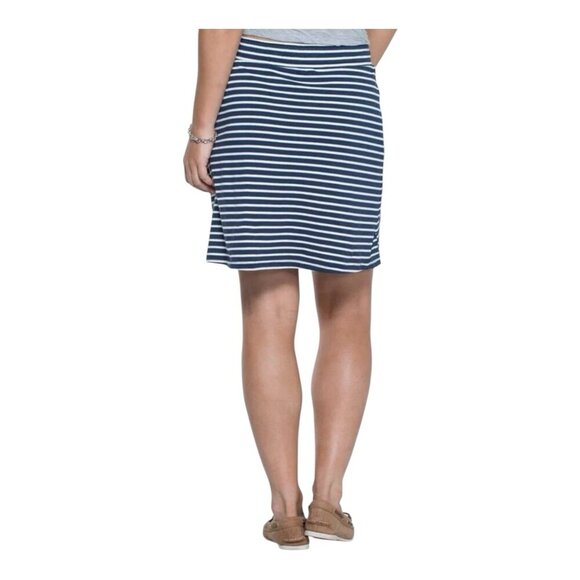 Toad&Co Tica Skirt Deep Navy Stripe Size Medium Nautical French Cotton Modal NWT - Picture 2 of 9